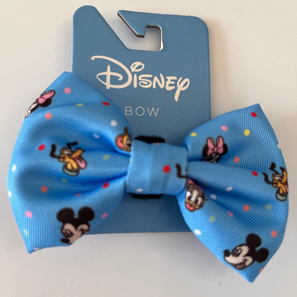 Sassy Cat Meow Blue Disney Pet BowTie w/ Mickey & Friends on the Blue Background